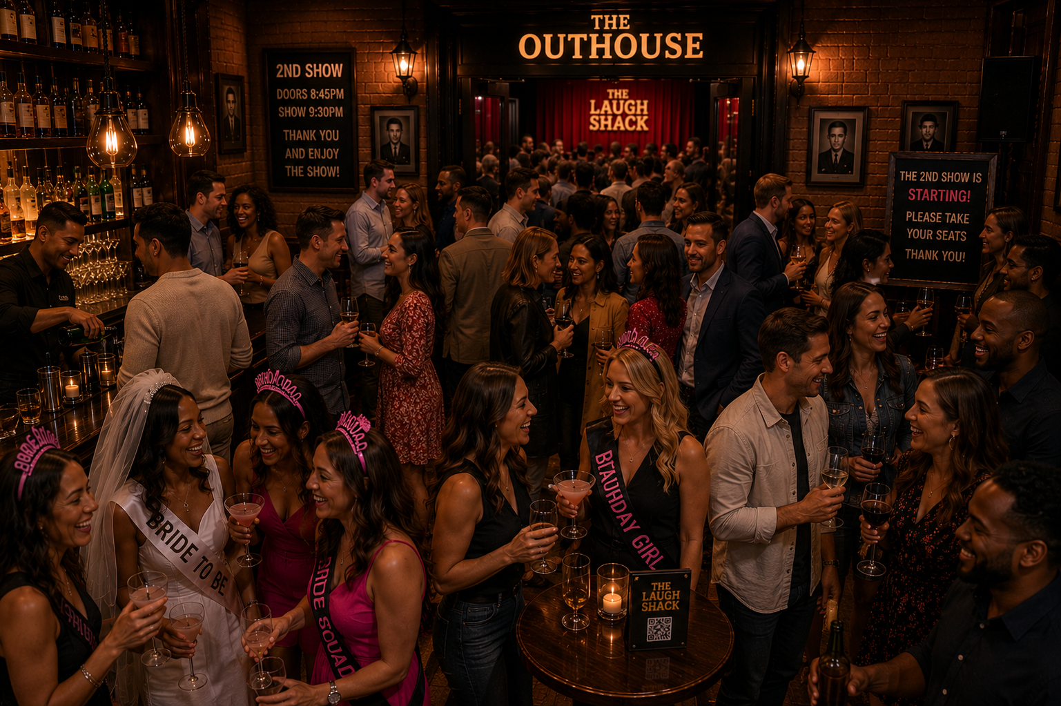 Friends celebrating a night out at the venue