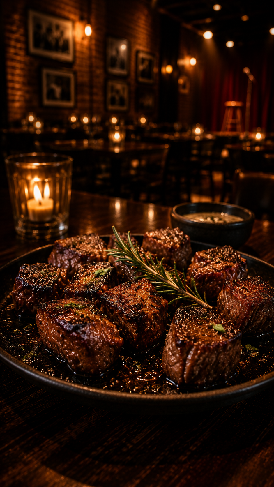 Seared steak bites at The Scullery